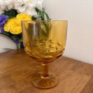 Vintage Bartlett Collins Amber Glass‎ Goblet – 14 oz Stemmed Wine Glass